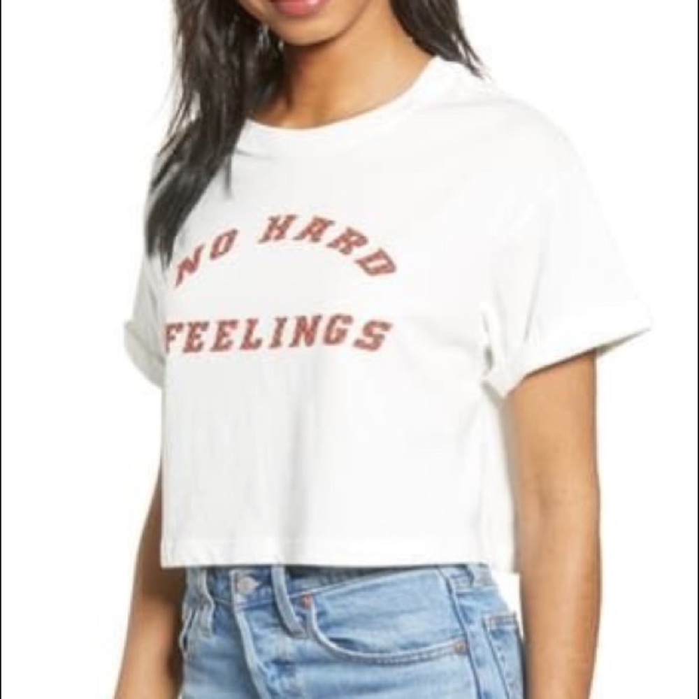 Brandy Melville No Hard Feelings Graphic Crop Tee